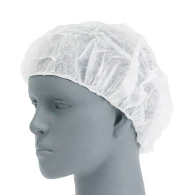 Disposable Bouffant Caps, 24 in, White, Pack of 100