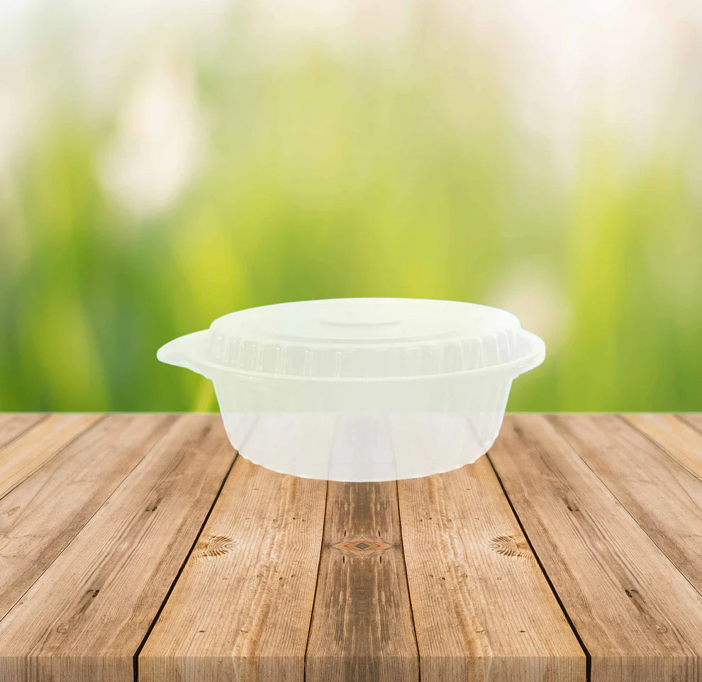 Round Clear Microwave-Safe Food Containers with Lids – 16,24,32,36 oz (200/Case)