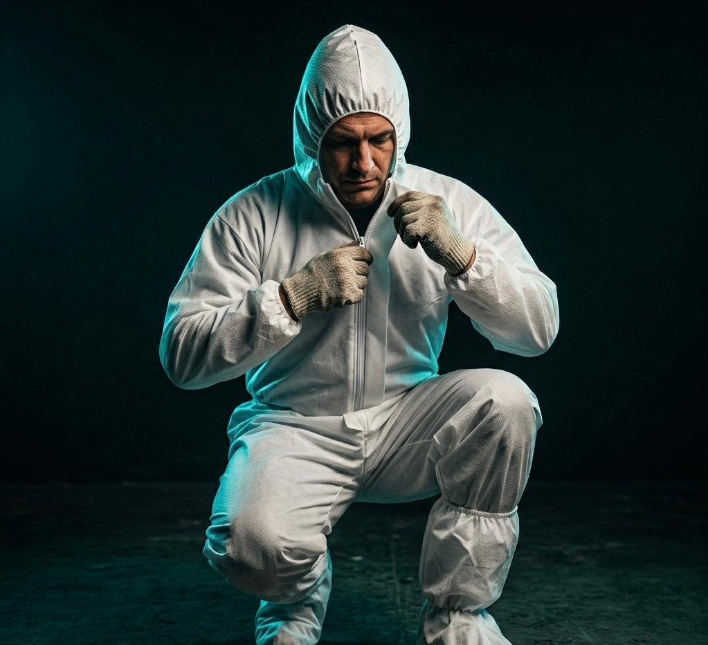 Microporous Disposable Coveralls — Attached Hood & Boots, Waterproof Protection | Case of 25 Suits