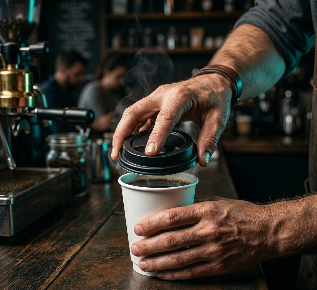 Paper Cup Lids — Black — Food Service Grade