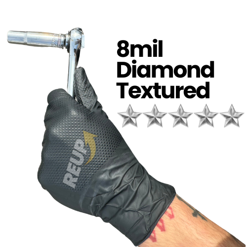 8 Mil Black Diamond-Grip Nitrile Gloves
