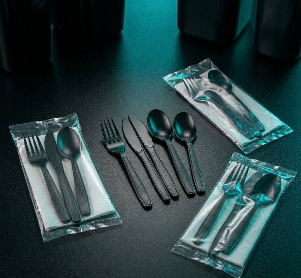 Black VIP Cutlery — Premium Black Plastic — Food Service Grade