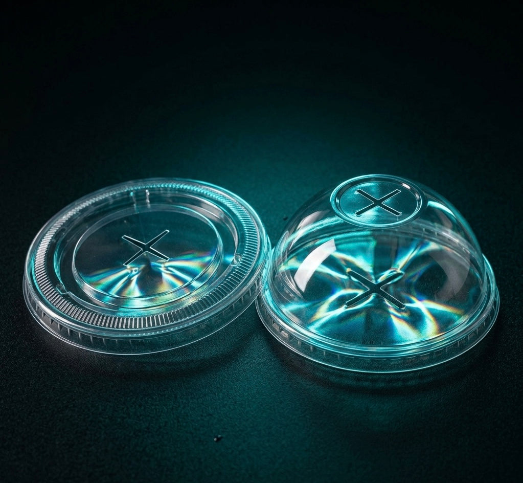 PET Cup Lids — Flat & Dome — Food Service Grade