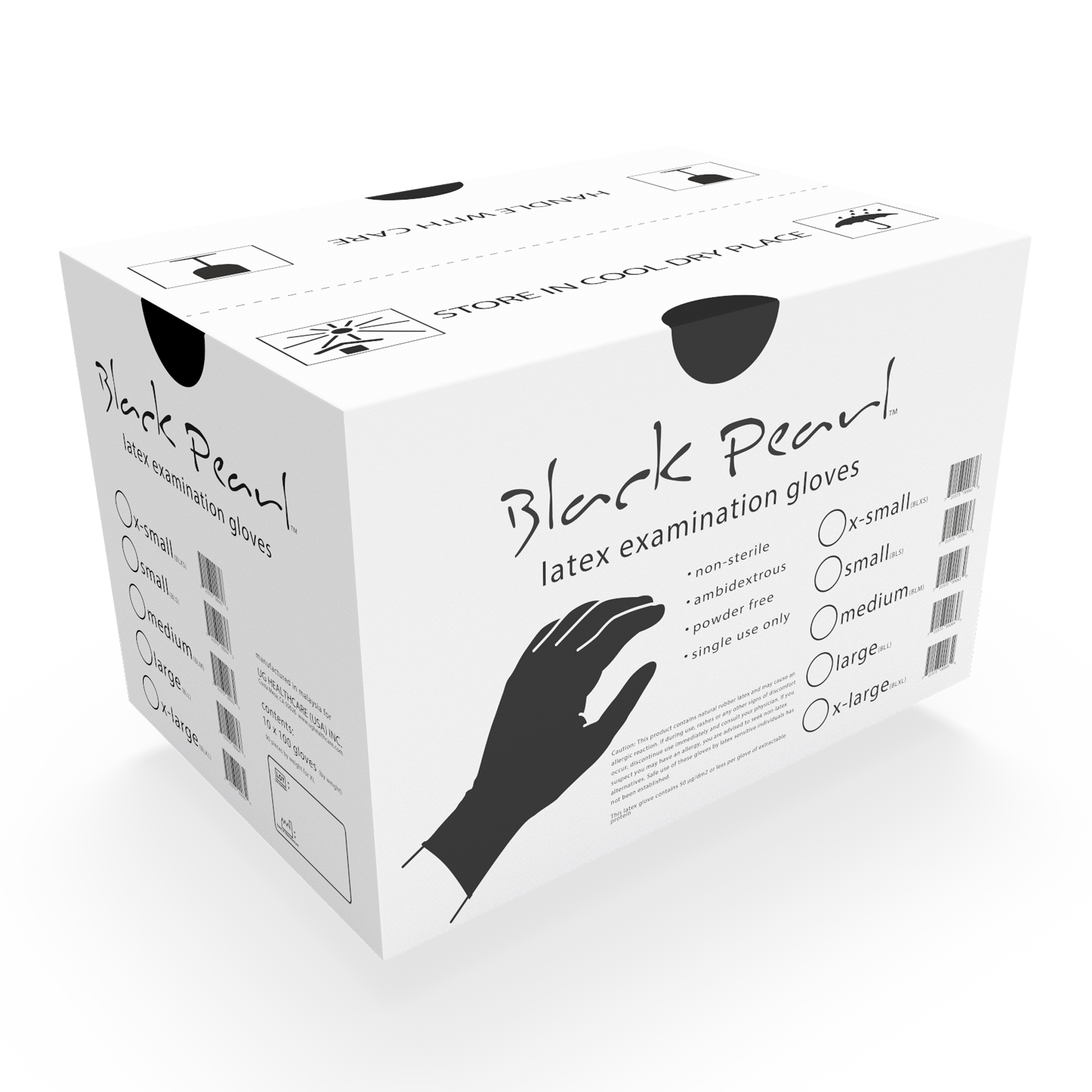 Black Pearl Latex Gloves — Heavy-Duty Textured Black Tattoo & Salon Gloves (Powder-Free)