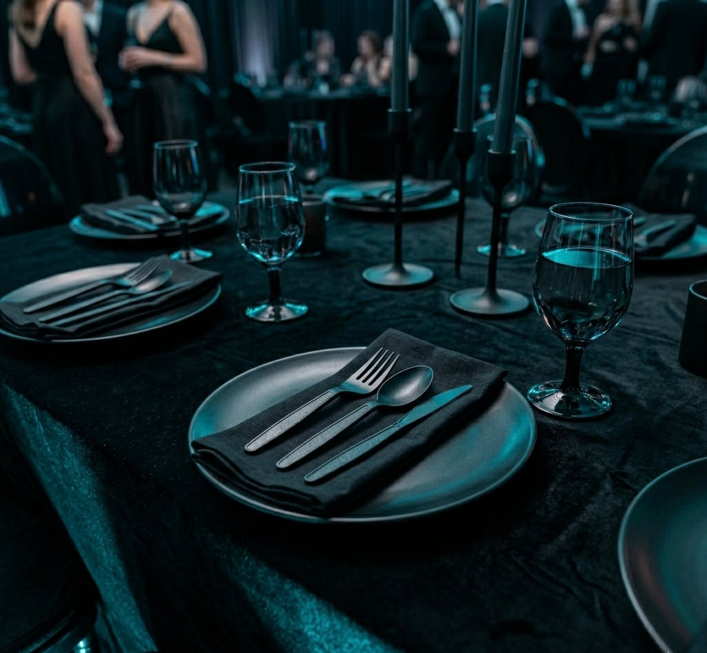 Black VIP Cutlery — Premium Black Plastic — Food Service Grade