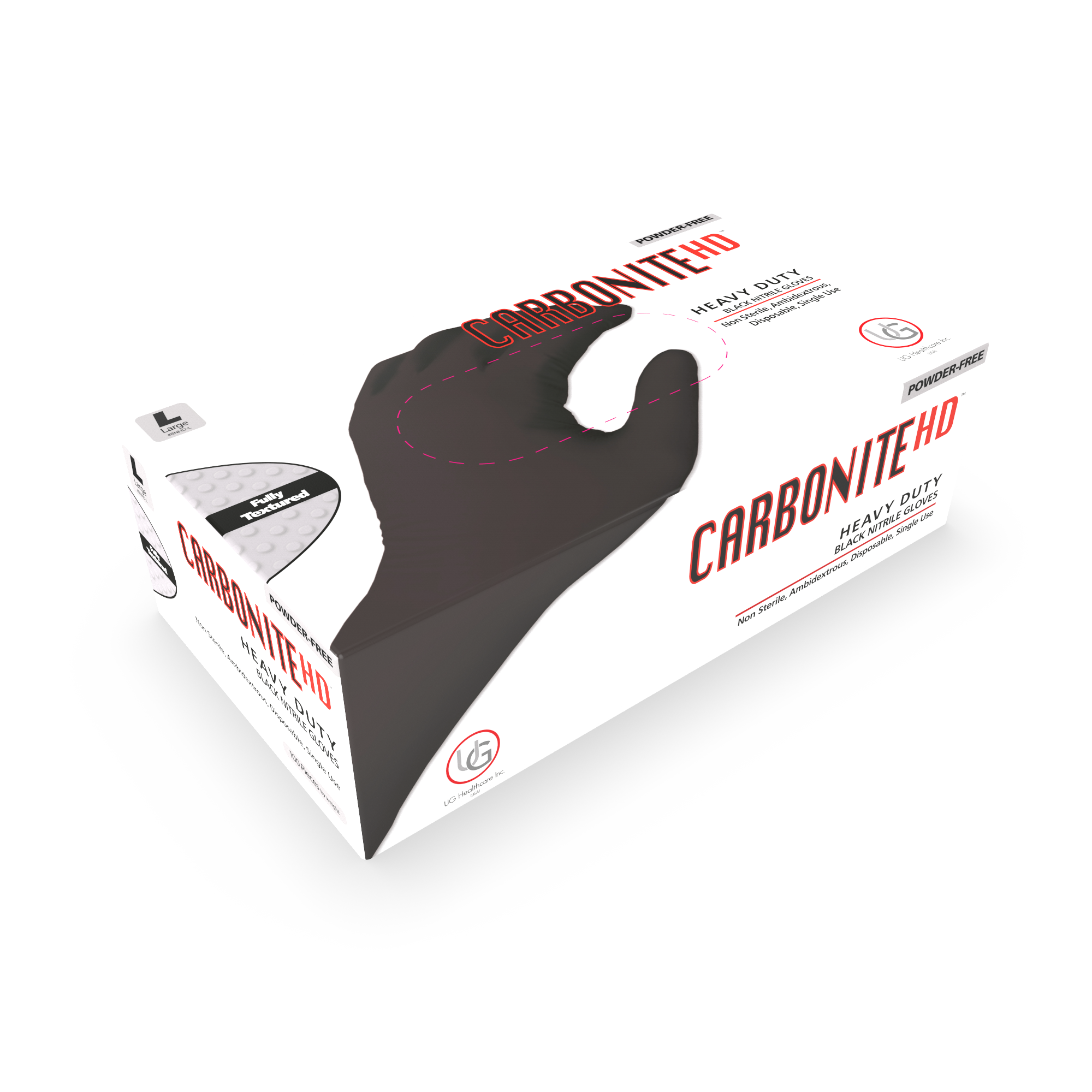 Carbonite HD 6.6 Mil Black Nitrile Gloves — Heavy Duty Powder-Free