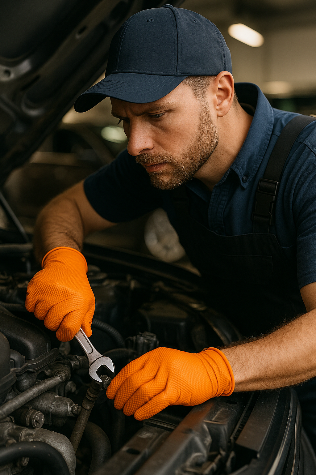 8 Mil Orange Diamond-Grip Nitrile Gloves