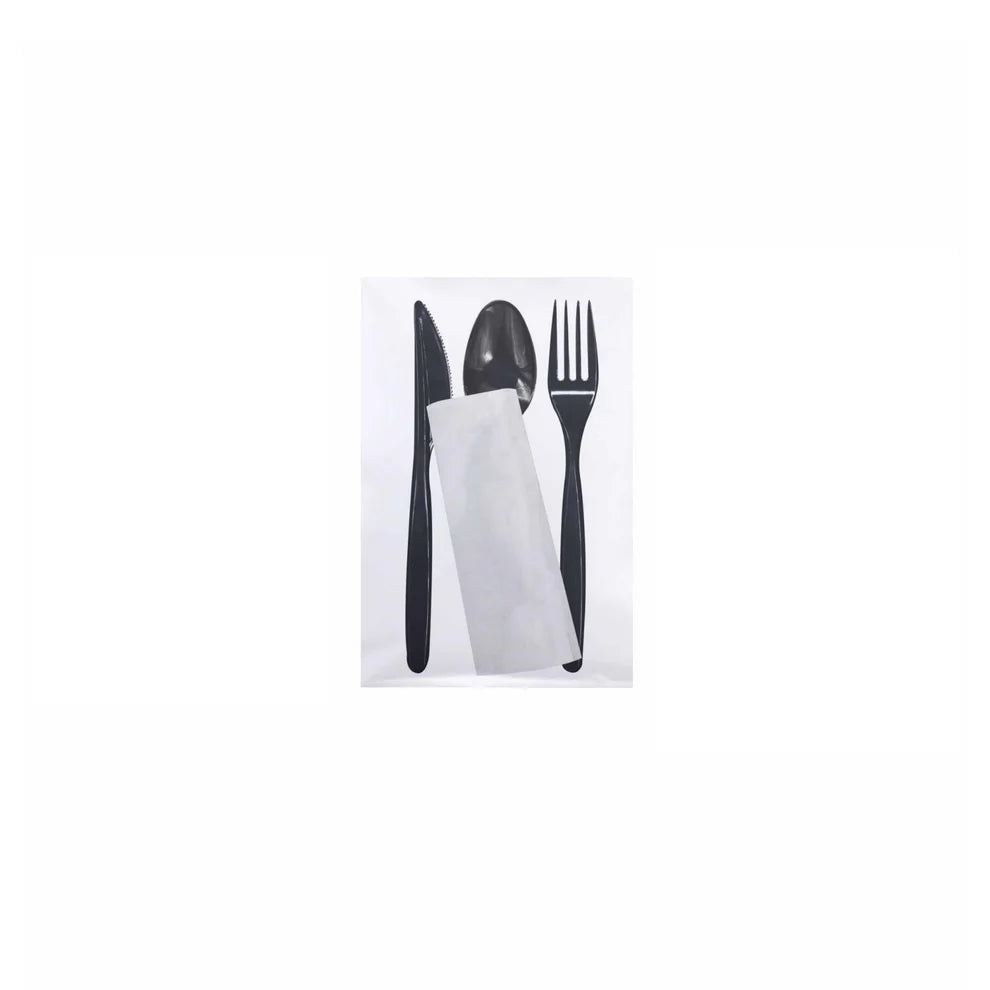 Premium Black 4-in-1 VIP Cutlery Set – Heavyweight Plastic (500/Case)