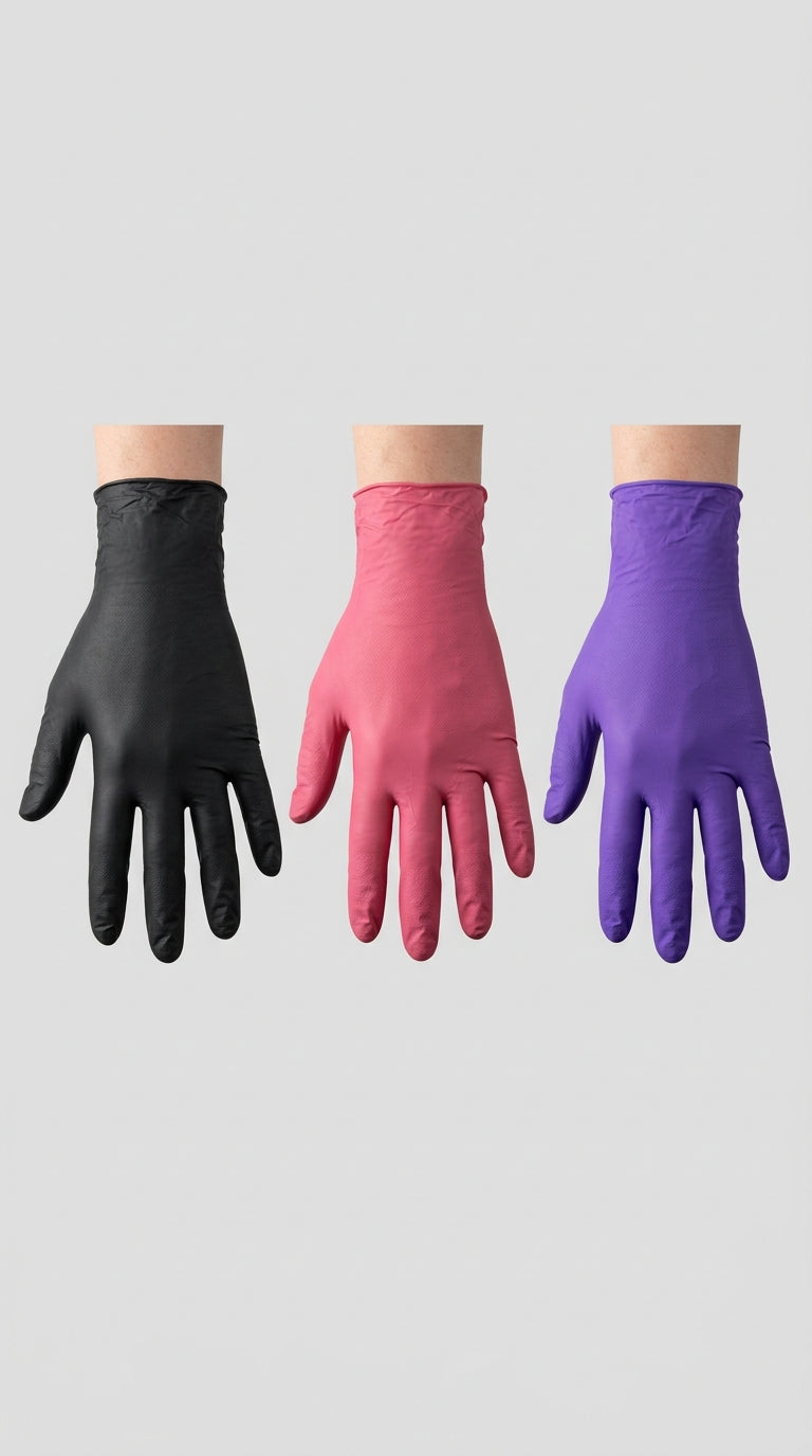 Black Pearl Nitrile Gloves in Black, Rose, Violet | Medical Grade, Powder Free