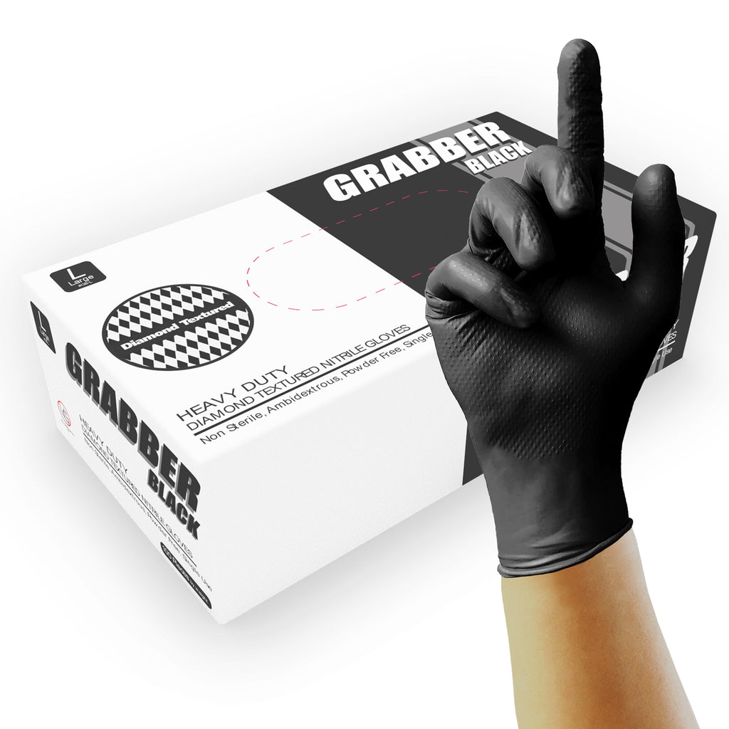 8 Mil Black Diamond-Grip Nitrile Gloves