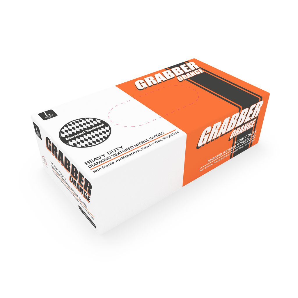 8 Mil Orange Diamond-Grip Nitrile Gloves