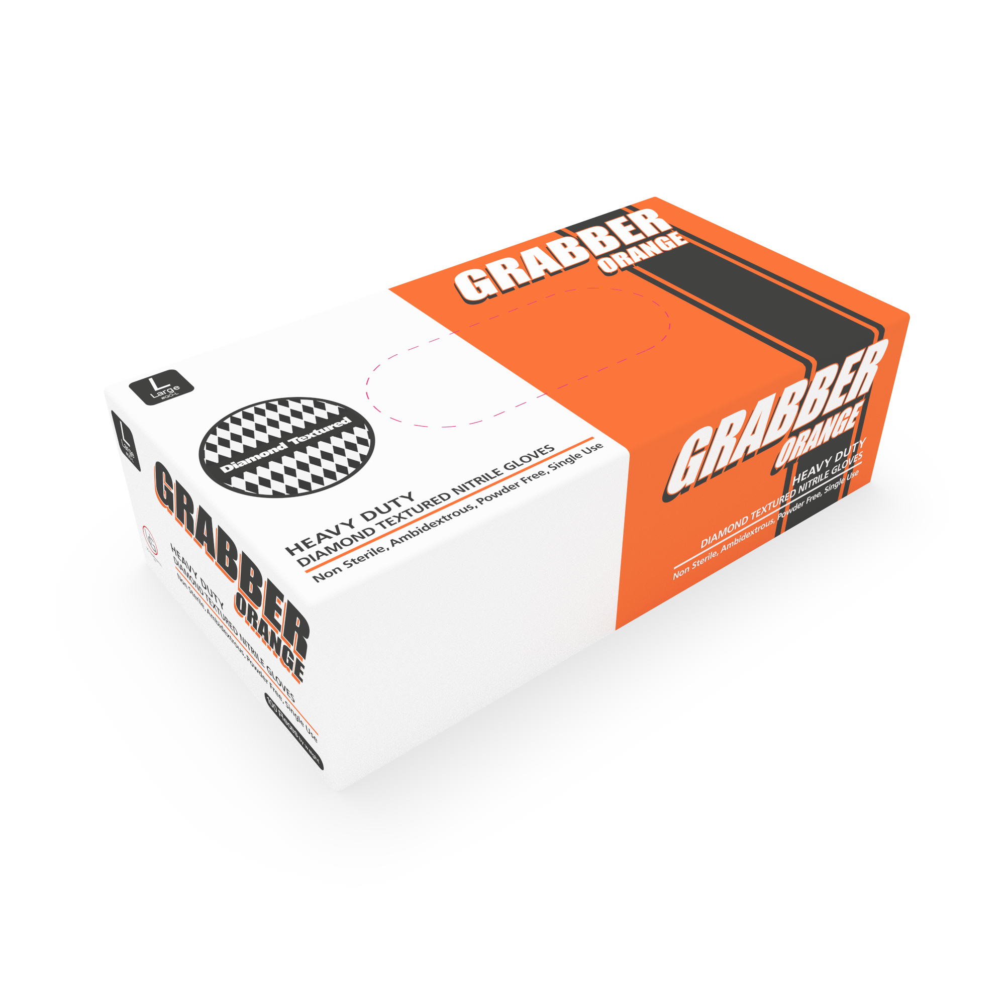 8 Mil Orange Diamond-Grip Nitrile Gloves