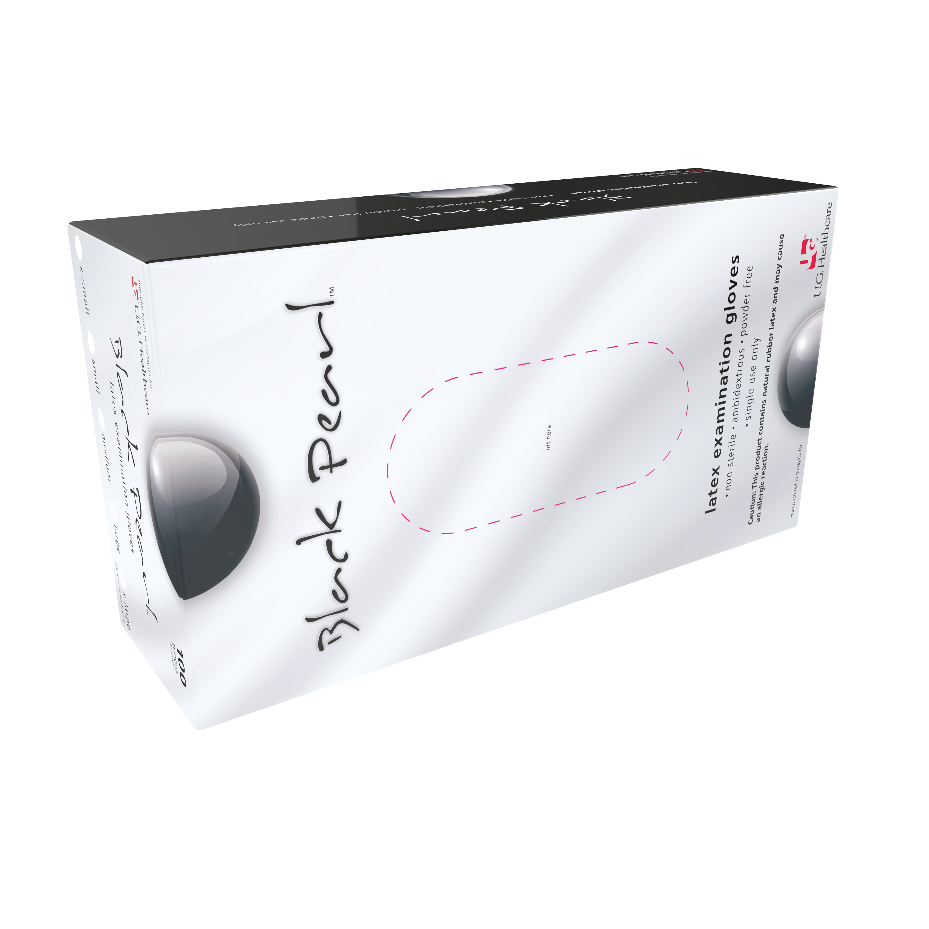 Black Pearl Latex Gloves — Heavy-Duty Textured Black Tattoo & Salon Gloves (Powder-Free)