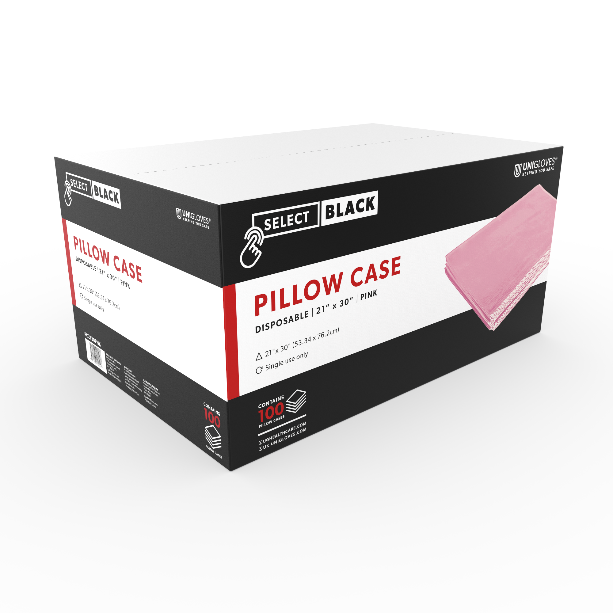 Black Disposable Pillowcases – 21" x 30" Soft Protective Covers – 100ct Full Case (Black, Blue, or Pink)