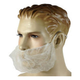 Polypropylene disposable beard cover on a mannequin