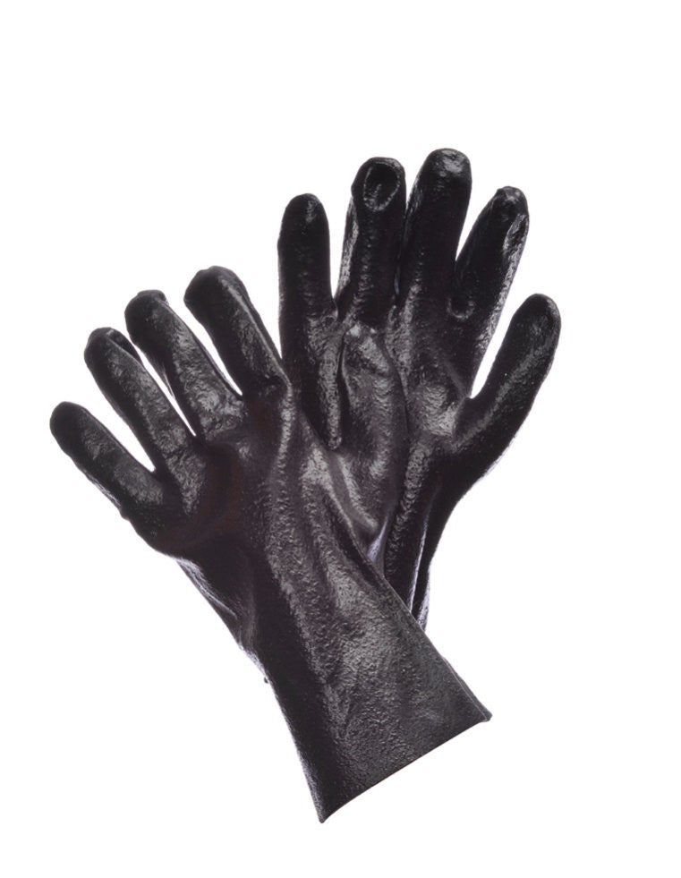 Semi rough black PVC gauntlet gloves
