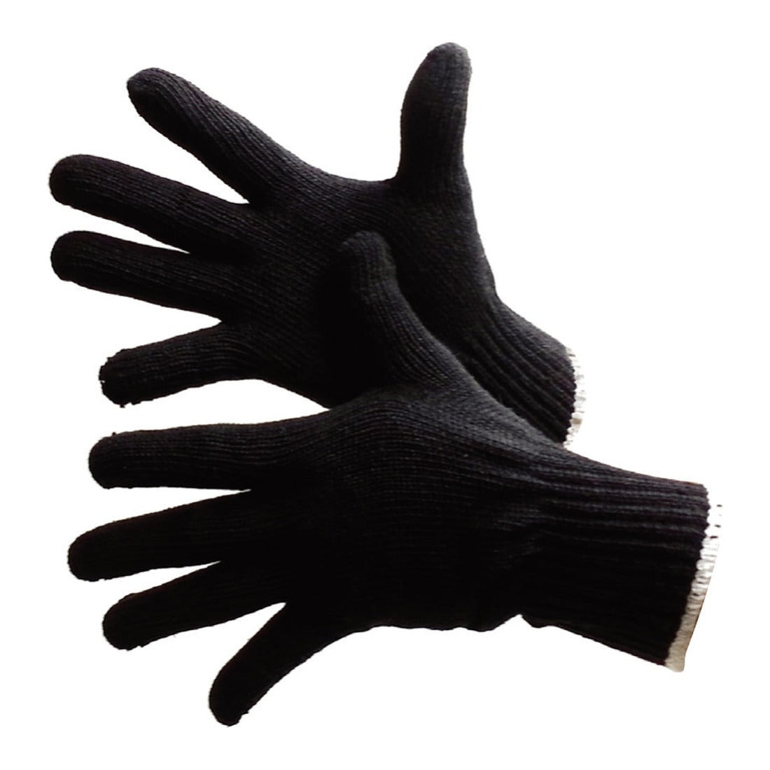 Black string knit work gloves