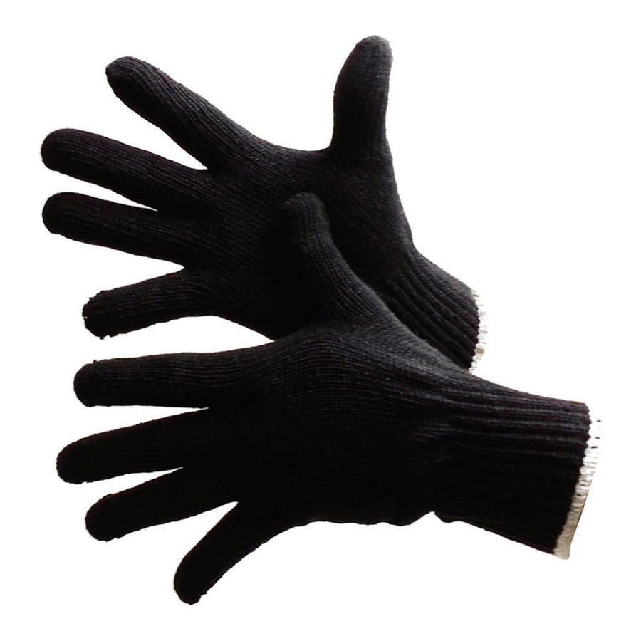 Black string knit work gloves
