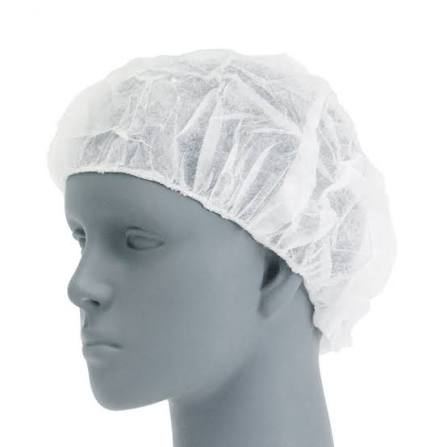 Disposable Bouffant Caps, 24 in, White, Pack of 100