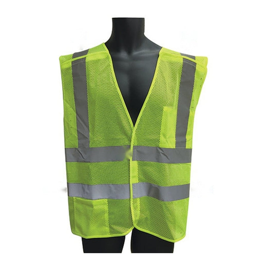 Lime Class 2 mesh breakaway safety vest with 5 point velcro release