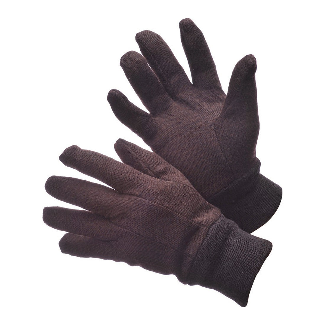12 ounce brown jersey work gloves with matching knit wrist