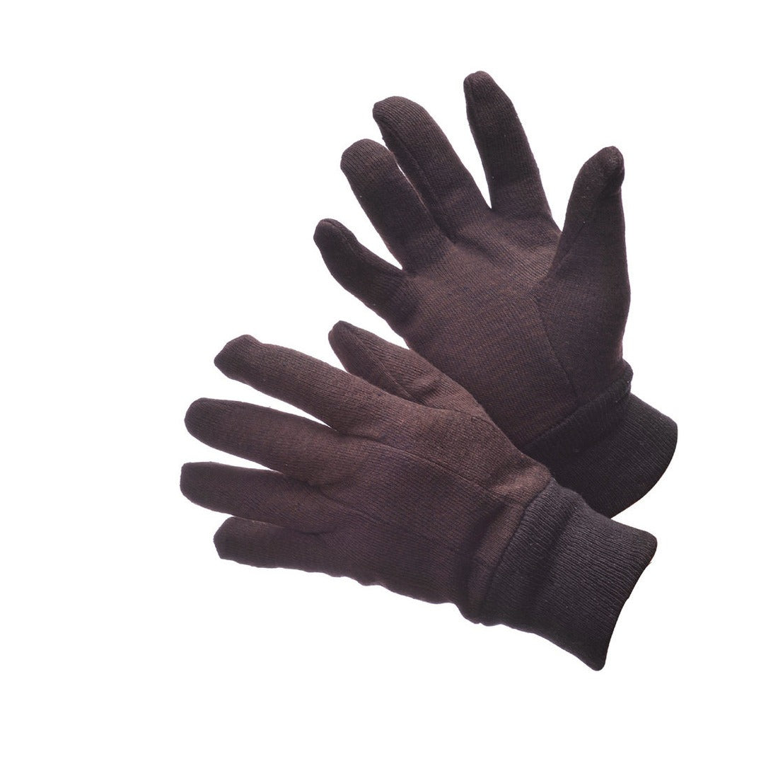 Brown cotton jersey work gloves with knit wrist, 8 ounce