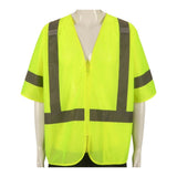 Lime Class 3 hi viz solid safety vest with zipper front