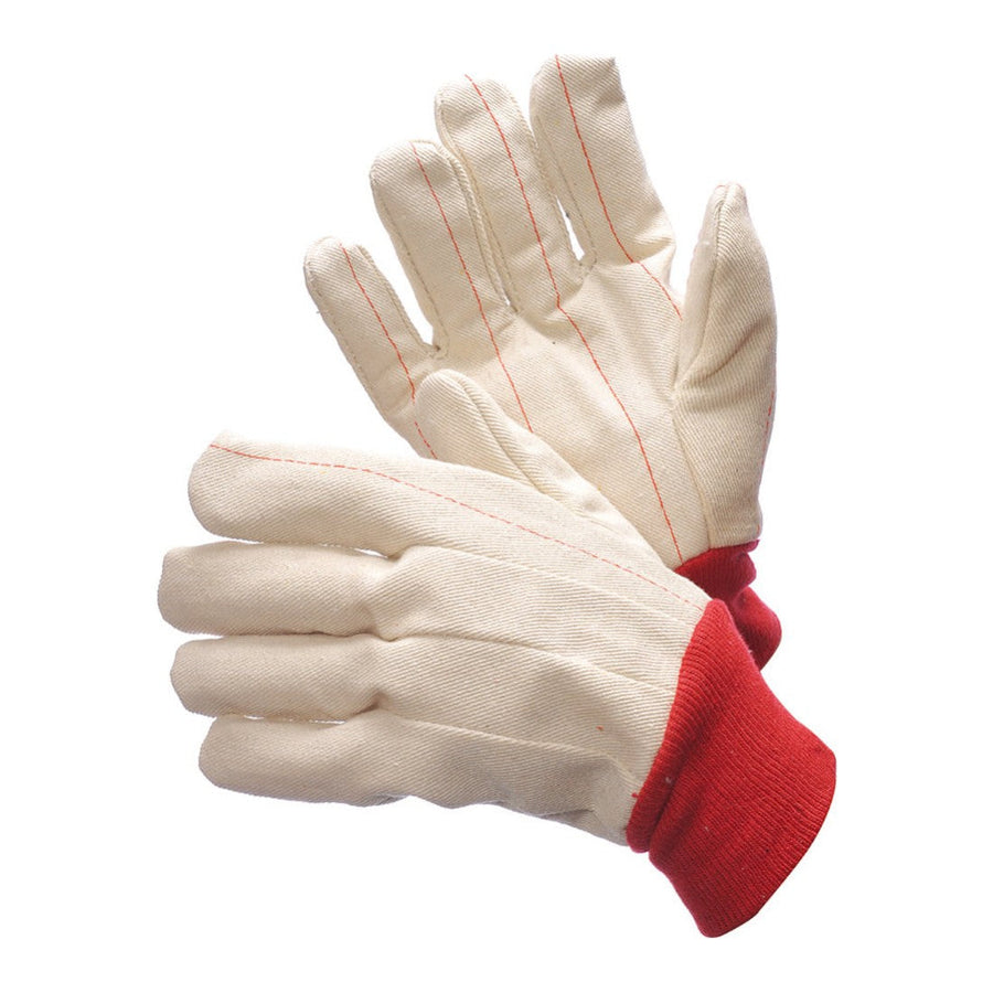 20 ounce double palm cotton canvas gloves with red knit wrist