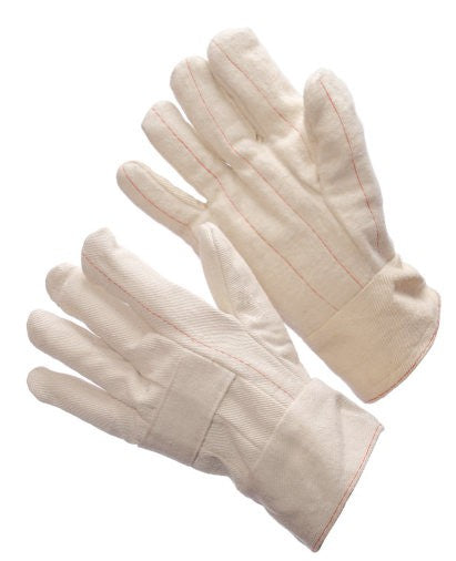 Double palm canvas work gloves with band top cuff