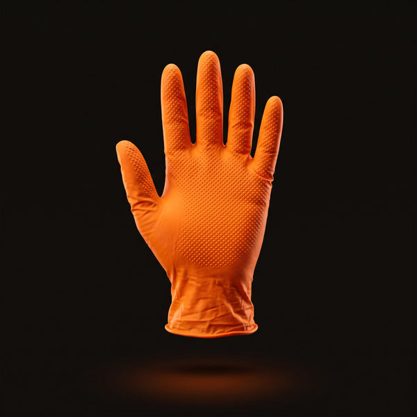 Orange 8 mil diamond textured nitrile glove