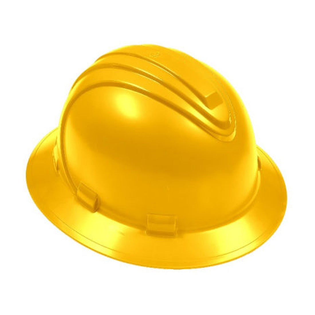 Yellow full brim hard hat