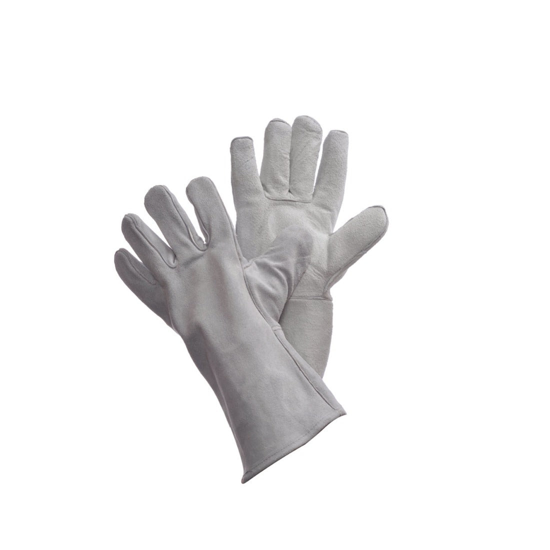 Grey shoulder split leather welding gloves, fully welted and lined