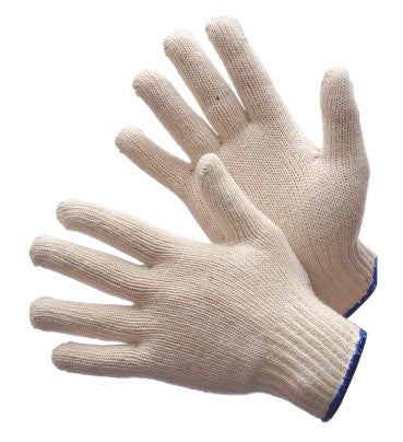 Heavy weight 800 gram natural white string knit gloves