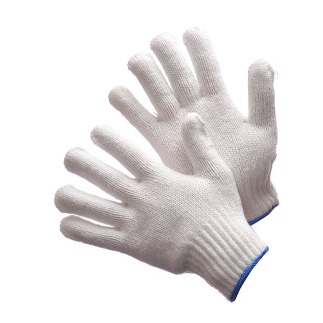 Heavy duty bleached white polyester string knit work gloves