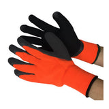 Hi-vis orange acrylic winter work gloves with black latex palm
