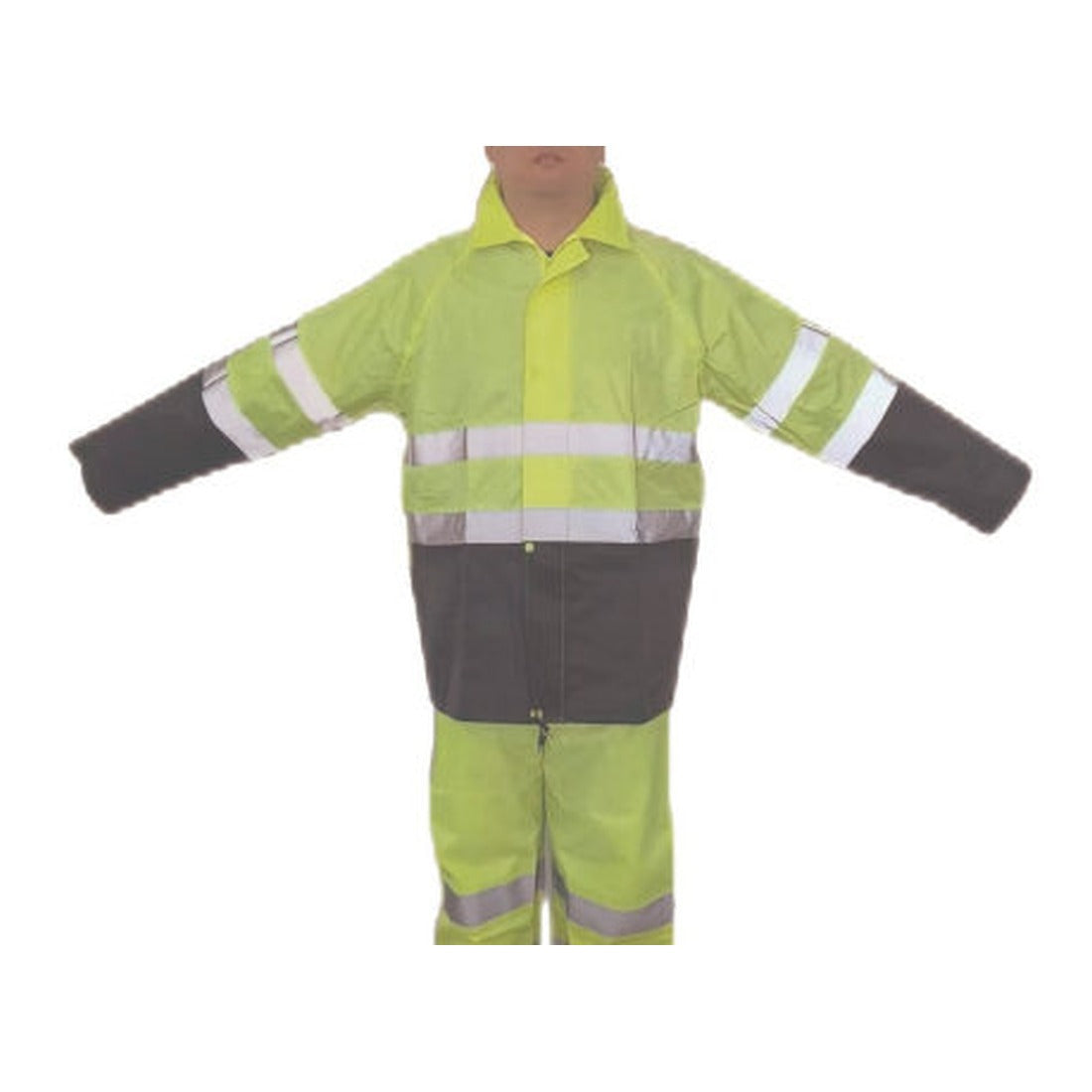 Hi viz green rain suit with reflective tape