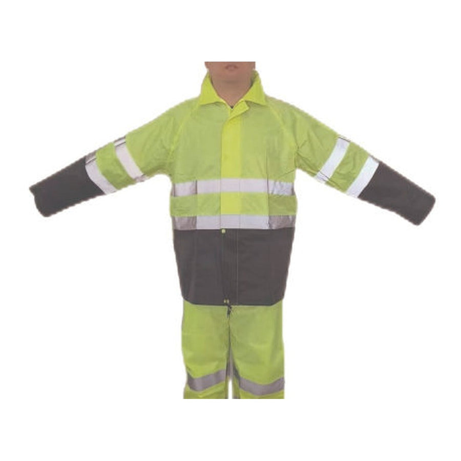 Hi viz green rain suit with reflective tape