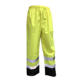 Lime hi viz waterproof rain pants with reflective bands