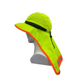 Lime hi viz solid top sun hat with ear and neck panels