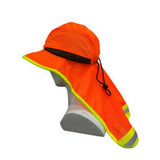Orange hi viz solid top sun hat with ear and neck panels