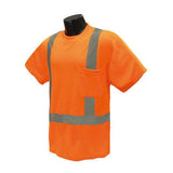 Orange Class 2 hi viz t-shirt with chest pocket and reflective stripes