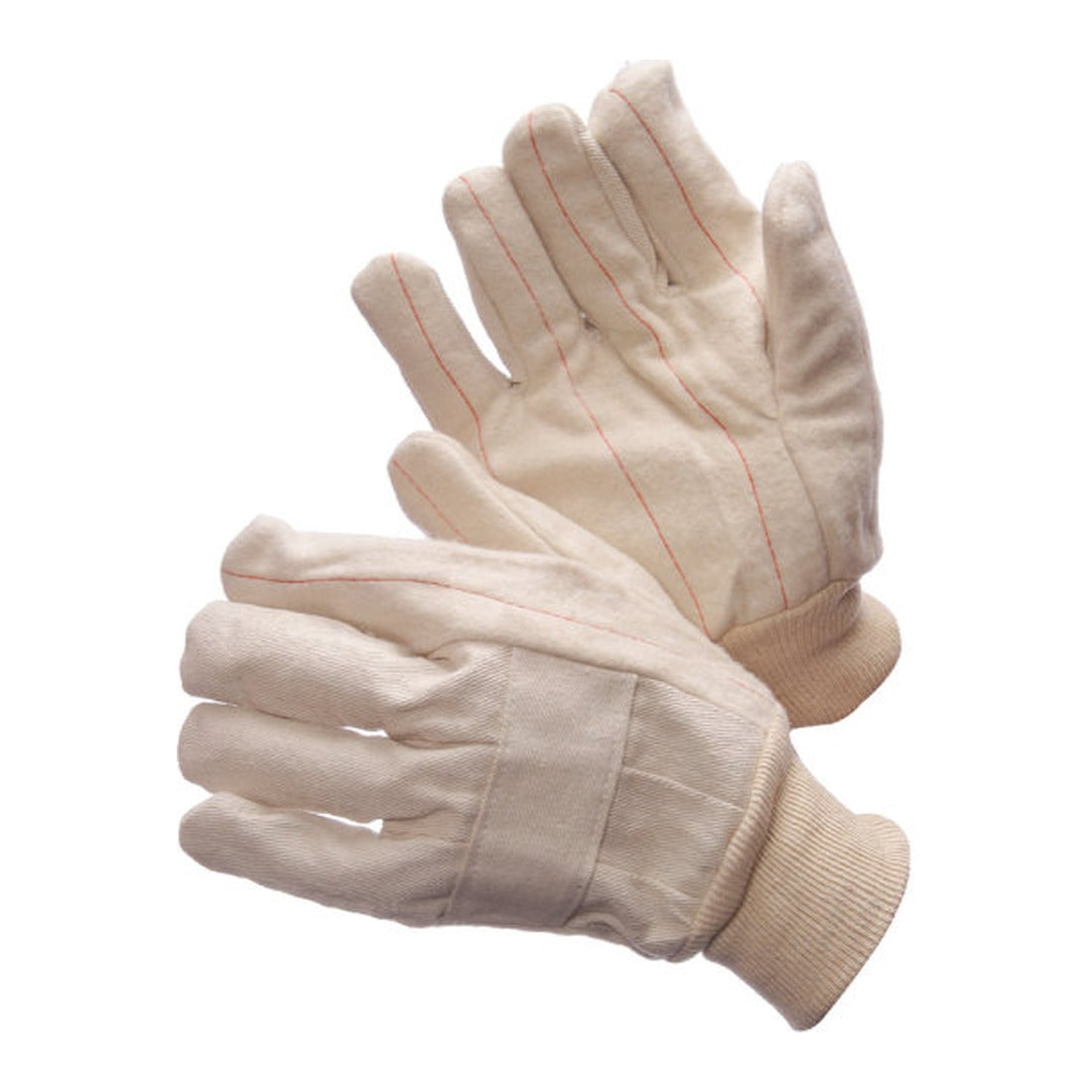 Hot mill cotton canvas gloves with knit wrist and knuckle strap