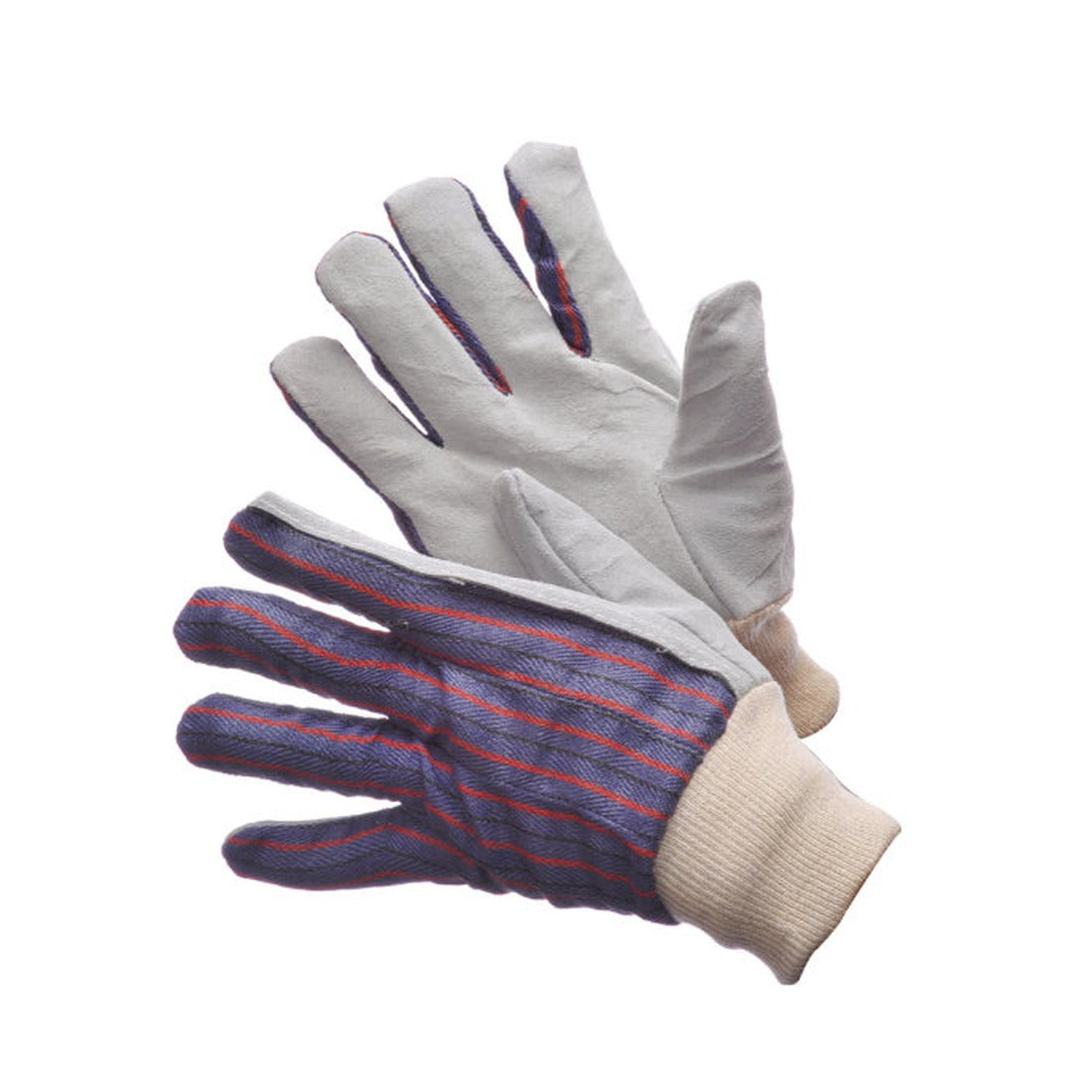 Cow split leather palm work gloves with knit wrist