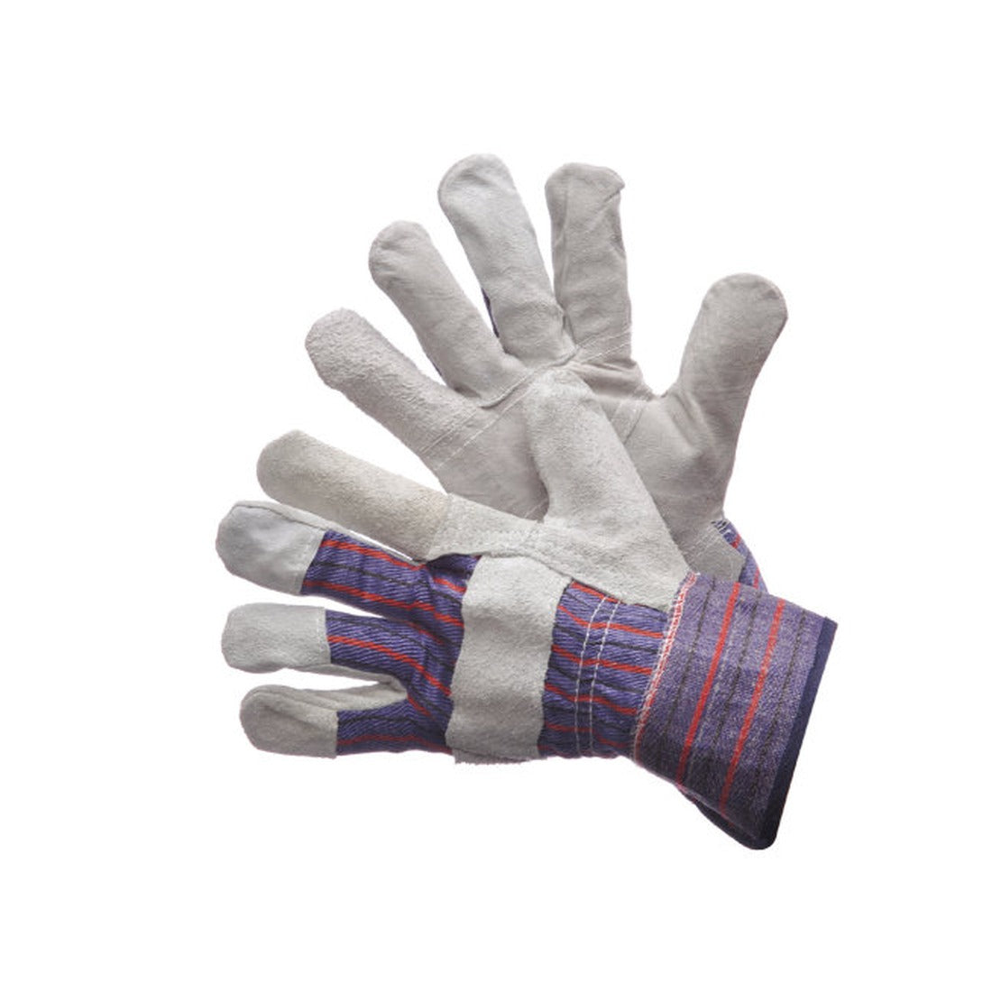 Cow split leather patch palm work gloves with pasted cuff