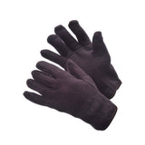 Lined brown jersey gloves with red fleece lining