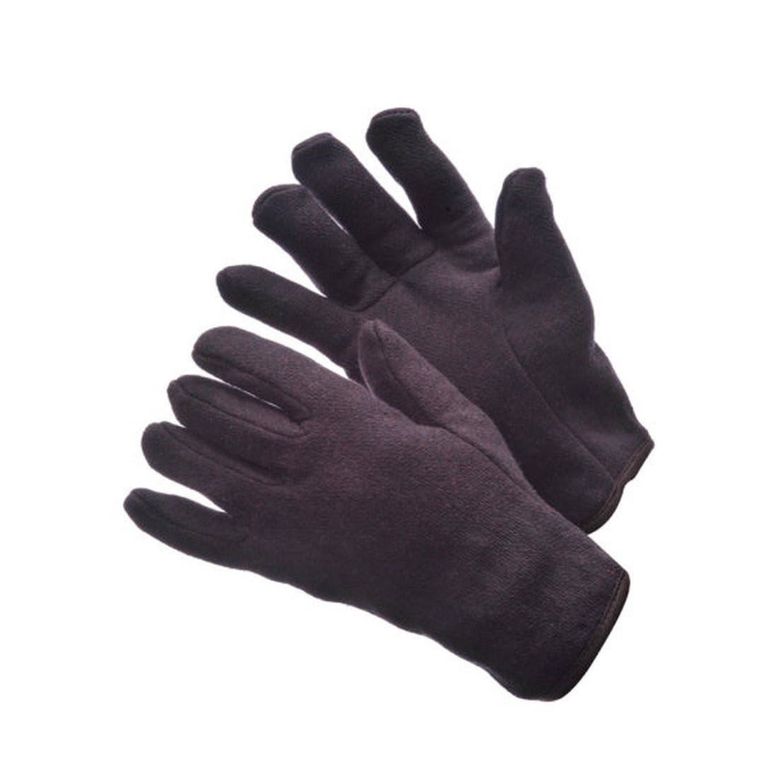 Lined brown jersey gloves with red fleece lining