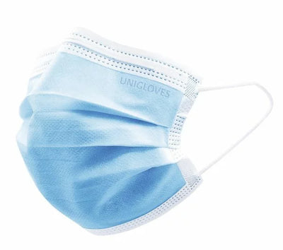 Disposable Face Masks, 3-Ply, Blue, Box of 50