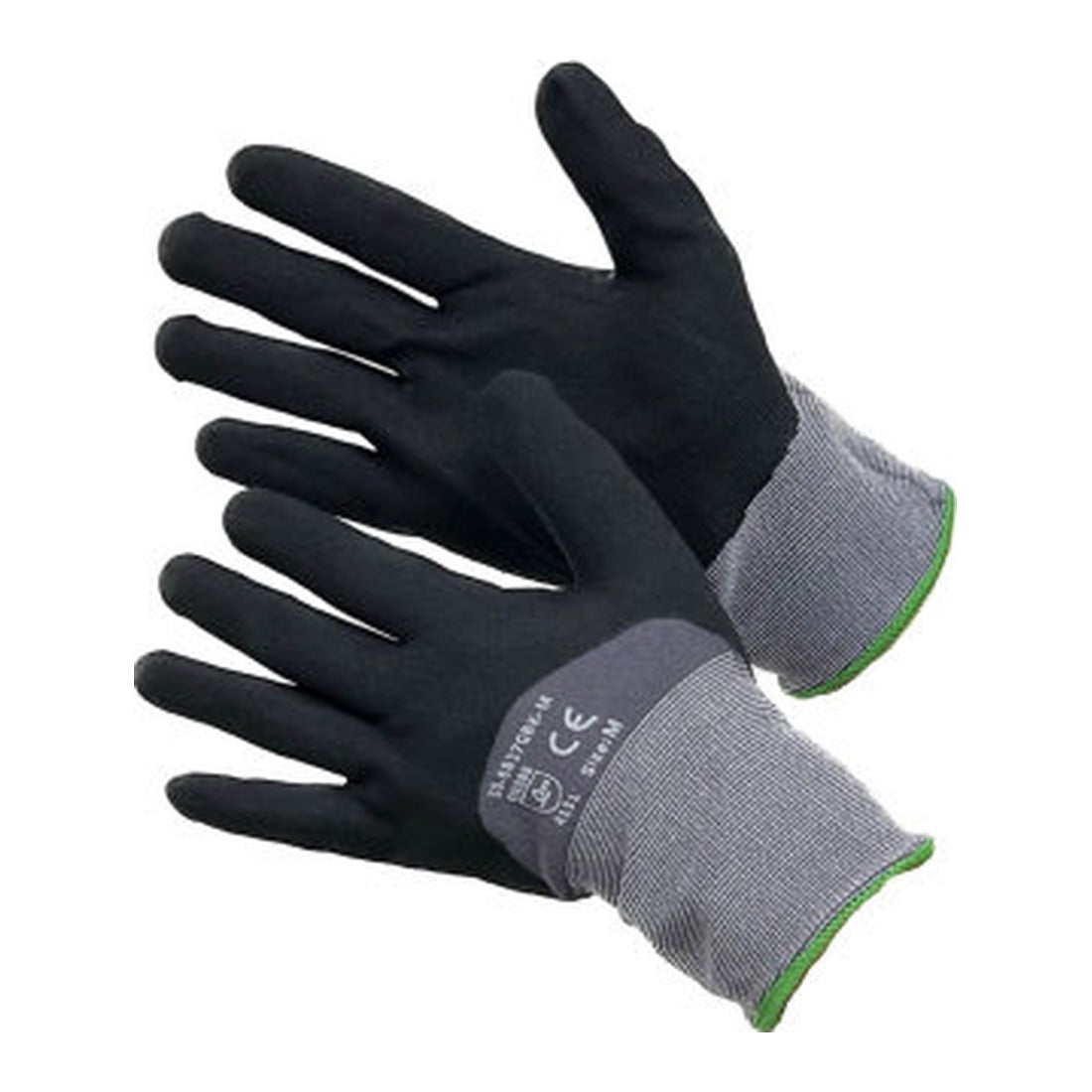 Black micro foam nitrile coated gloves with 3/4 back coating