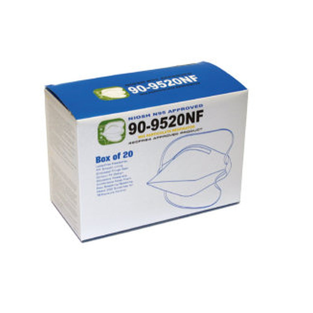N95 flat fold respirator box of 20