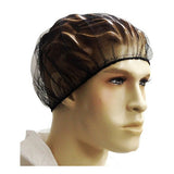 Black nylon honeycomb hairnet on a mannequin head